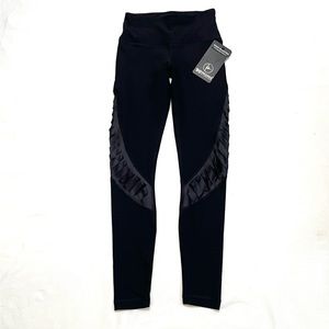 90 Degree Black Rocker Cut Out Leggings High Waist XS